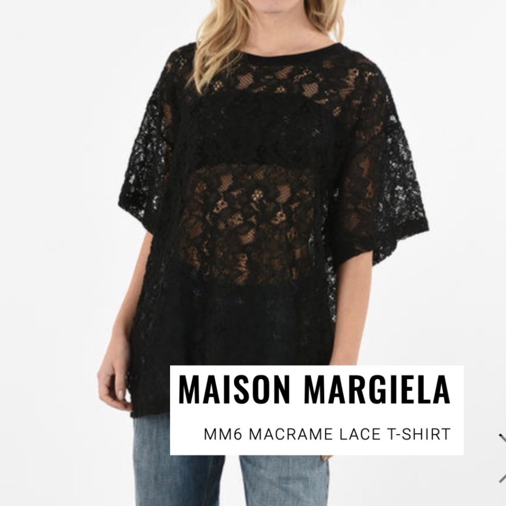 NEW MM6 Black lace t-shirt top, L,  PG1439